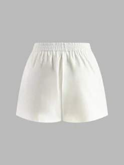 Cotton & Linen Backless Halter Top With Shorts Set