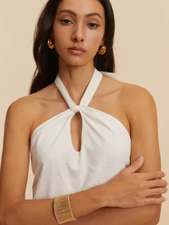 Cotton & Linen Backless Halter Dress