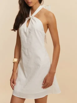 Cotton & Linen Backless Halter Dress