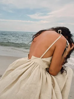 Cotton & Linen Backless Long Dress