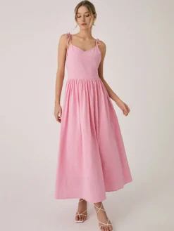 Cotton & Linen Backless Long Dress