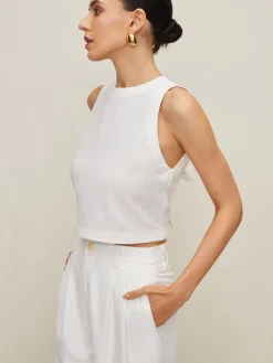 Cotton & Linen Bow Crew Neck Blouse