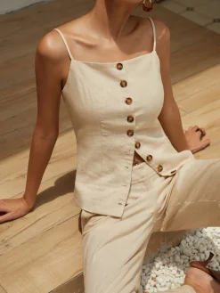 Cotton & Linen Button Cami Top