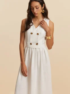 Cotton & Linen Button Sleeveless Dress