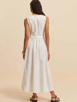Cotton & Linen Button Sleeveless Dress