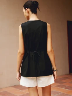 Cotton & Linen Button-Front Vest