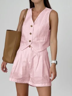 Cotton & Linen Casual Tailored Shorts Set