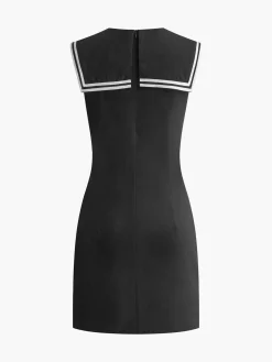 Cotton & Linen Contrast Trim Short Dress