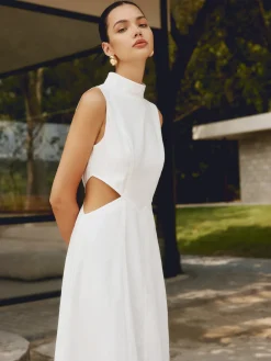 Cotton & Linen Elegant Cutout Long Dress