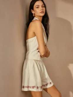 Cotton & Linen Embroidery Shorts Set