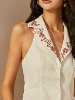Cotton & Linen Embroidery Shorts Set
