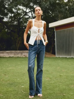 Cotton & Linen Knotted Bow Detail Tank Top