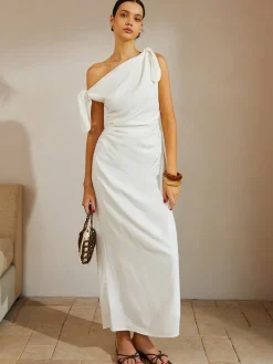 Cotton & Linen Knotted Strap Long Dress