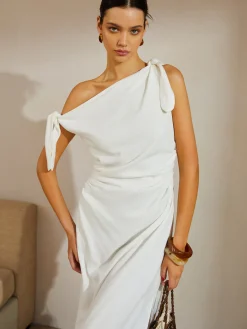 Cotton & Linen Knotted Strap Long Dress
