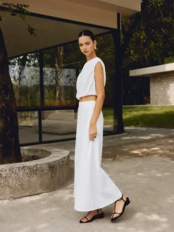 Cotton & Linen One Shoulder Off Blouse