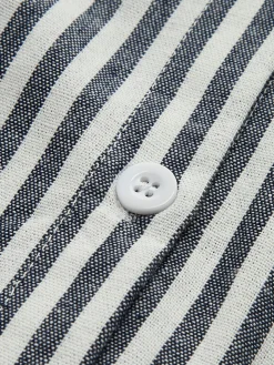 Cotton & Linen Pinstripe Loose Shirt