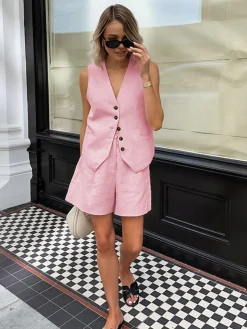 Cotton & Linen Pockets Shorts Set