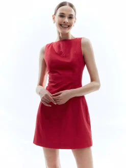 Cotton & Linen Slim Sleeveless Solid Dress