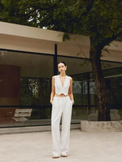 Cotton & Linen Straight Leg Pants