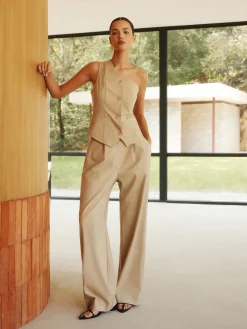 Cotton & Linen Styling Asymmetric Pockets Pants Set