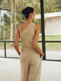 Cotton & Linen Styling Asymmetric Pockets Pants Set