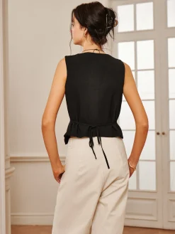 Cotton & Linen Tie-Detail  Vest Top