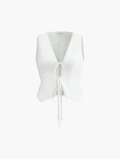 Cotton & Linen Tie-Detail  Vest Top