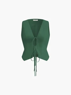 Cotton & Linen Tie-Detail  Vest Top