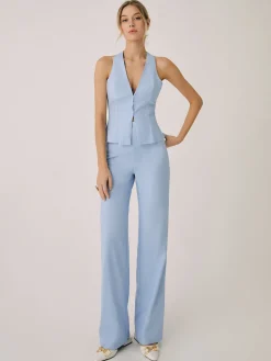 Cotton & Linen Vest With Straight Leg Pants Set