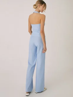 Cotton & Linen Vest With Straight Leg Pants Set