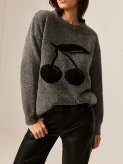 Cotton Blends Cherry Printed Pullover Sweater