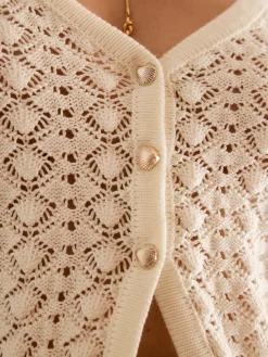 Cotton Blends Hollow Skirt Set