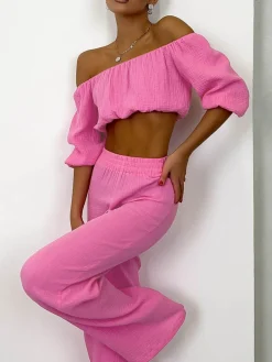 Cotton Blends Pants Set