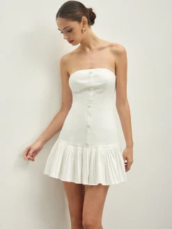 Cotton Blends Pleated Bubble Tube Dress