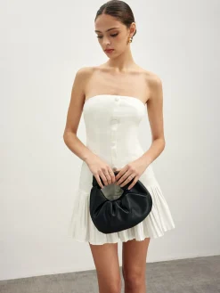 Cotton Blends Pleated Bubble Tube Dress