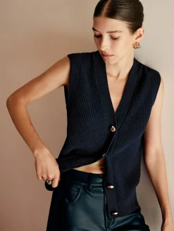Cotton Blends Ribbed Sweater Vest