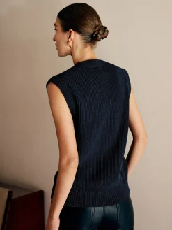 Cotton Blends Ribbed Sweater Vest