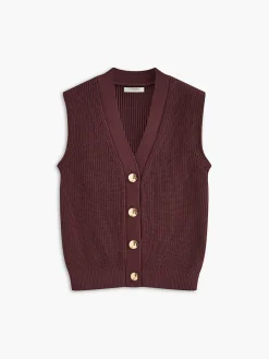 Cotton Blends Ribbed Sweater Vest