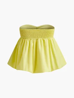 Cotton Blends Shirred Bubble Blouse