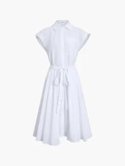 Cotton Blends Sleeveless Split Midi Dress