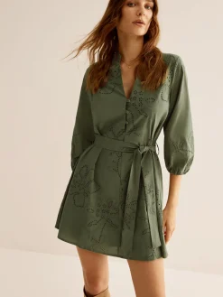 Cotton Boheme Embroidery Belted Dress