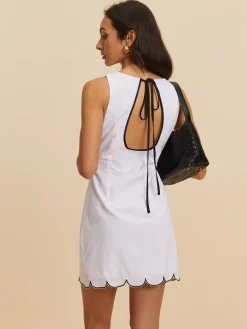 Cotton Contrast Hem Short Dress