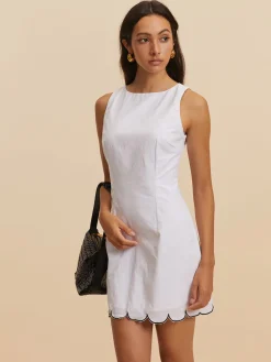 Cotton Contrast Hem Short Dress
