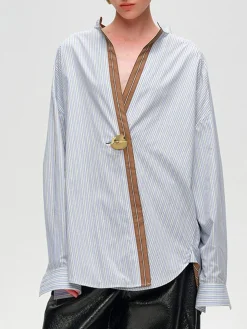 Cotton Contrast Trim Pinstripe Polo Shirt