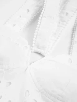 Cotton Eyelet Zippered Crop Top