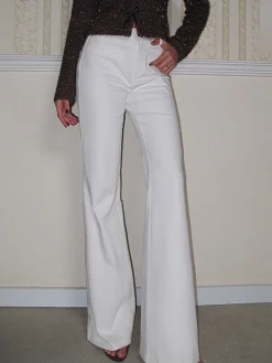 Cotton High-Waist Bootcut Pants