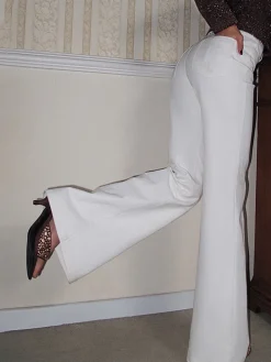 Cotton High-Waist Bootcut Pants