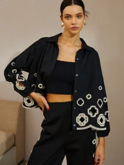 Cotton Hollow Embroidered Blouse