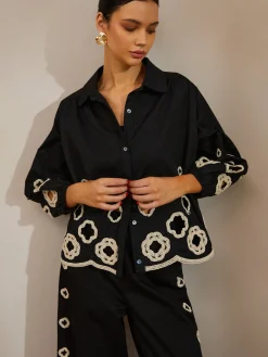Cotton Hollow Embroidered Blouse