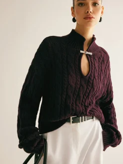 Cotton Keyhole Neckline Knit Top